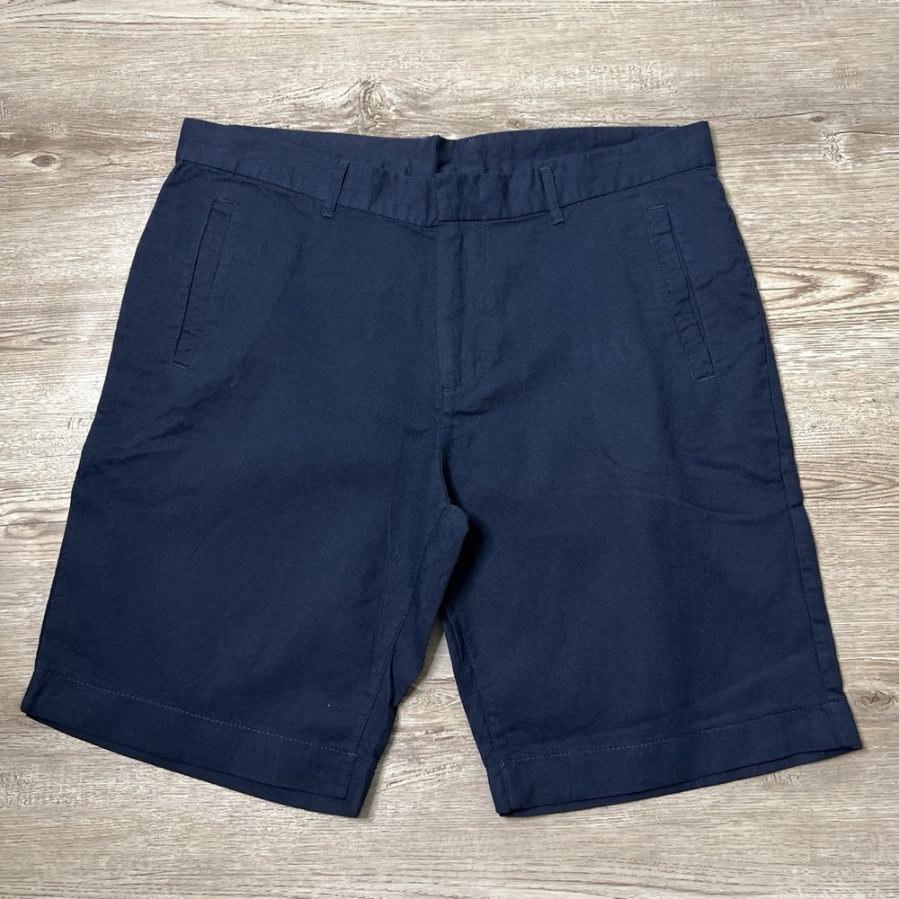 Bellfield Dario Tailored Chino Shorts Mens 34 Navy 9" Inseam Ultra Light NWT
